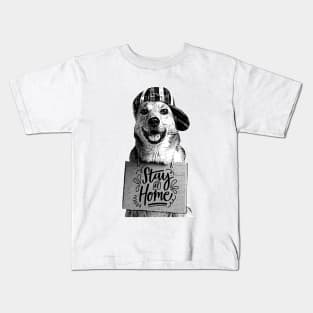 Funny Dog With Stay At Home Kids T-Shirt